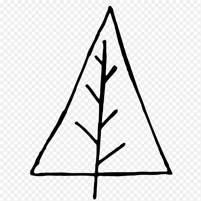 简笔线条三角树木