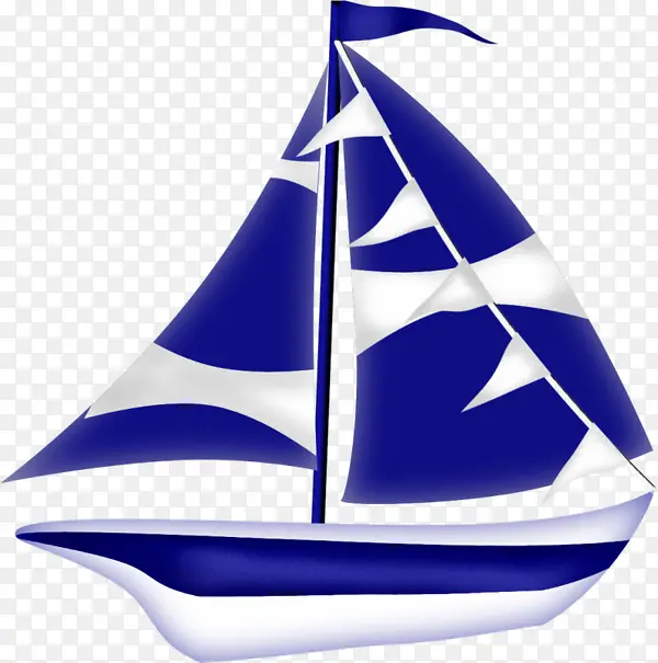蓝白条纹海军风帆船效果图
