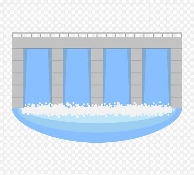 手绘卡通大坝水坝水利发电
