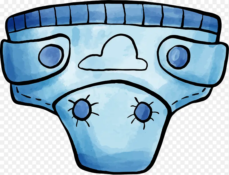 蓝色水彩婴儿纸尿裤