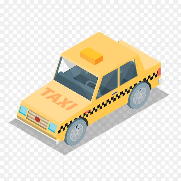 卡通黄色3D出租车图案