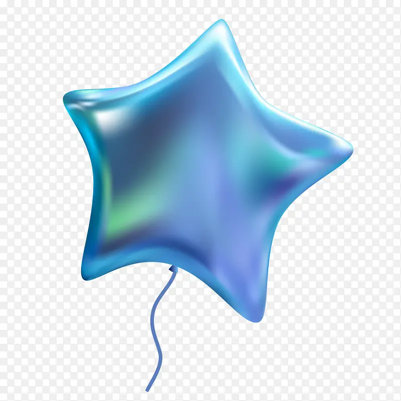 手绘矢量蓝色质感星星气球