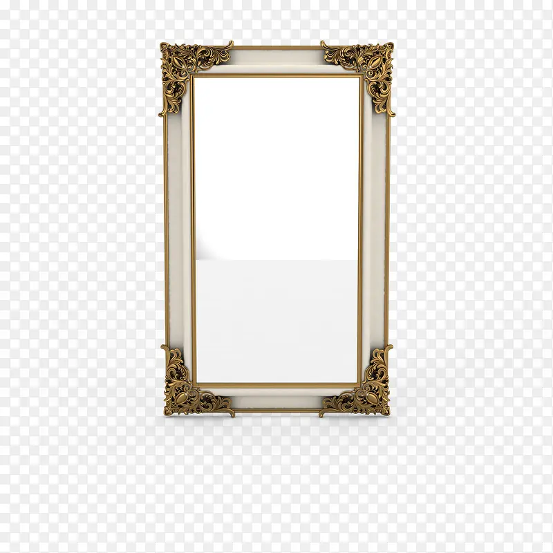 白色框长形简单花纹全身镜