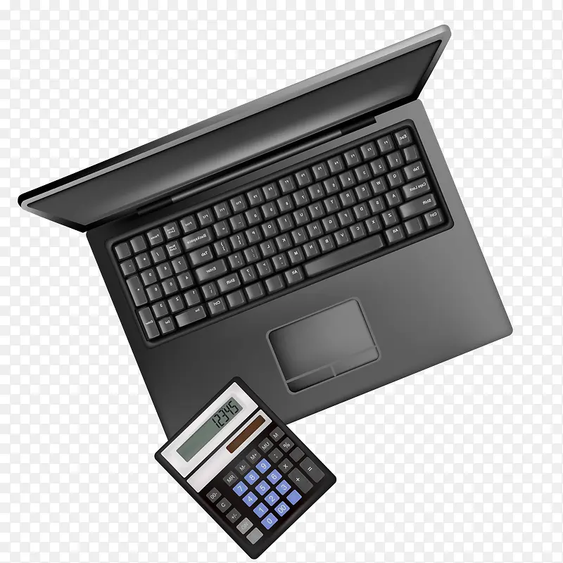 笔记本电脑与计算器矢量图