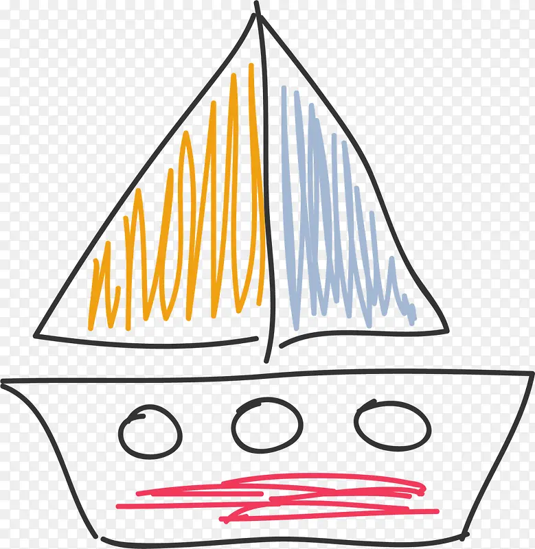 儿童节手绘线条帆船