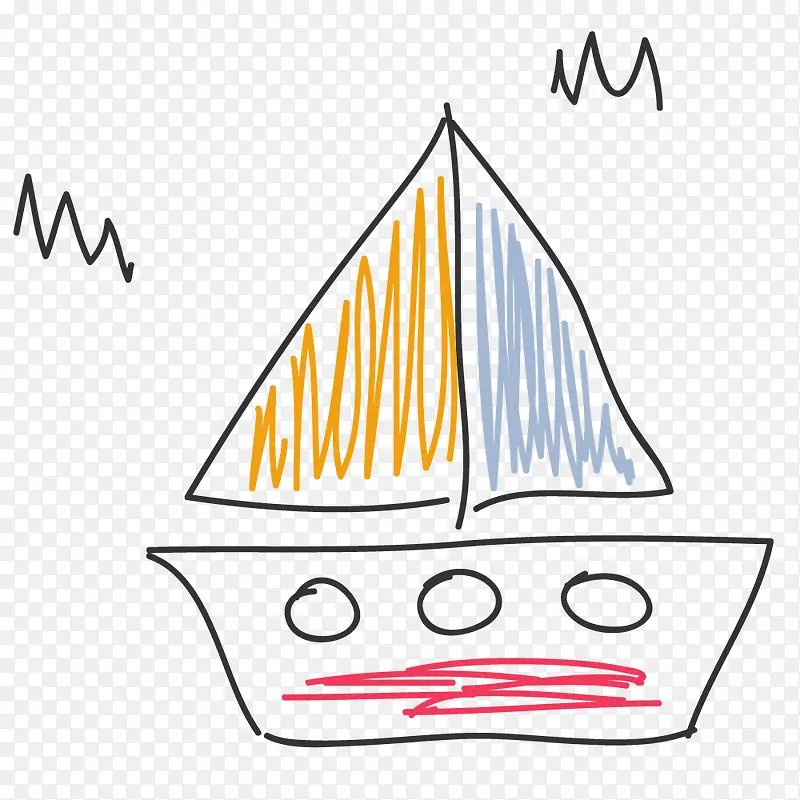 涂鸦小帆船手绘图