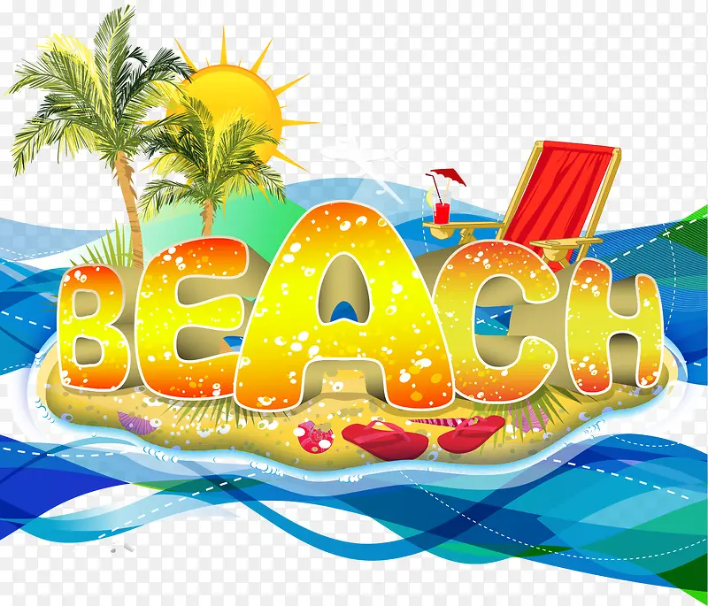 夏日沙滩beach装饰字体