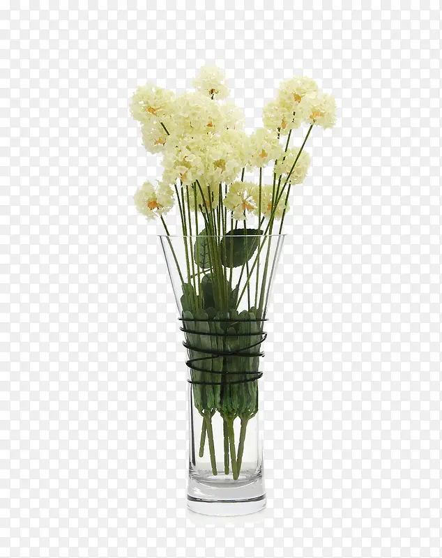 水晶瓶白色花