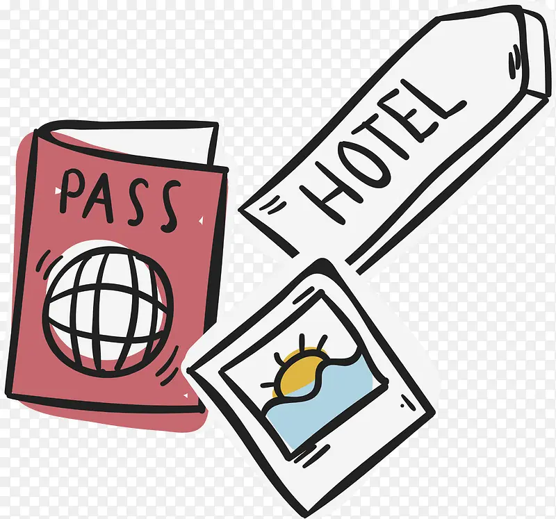 护照酒店门牌旅游出行元素图标矢