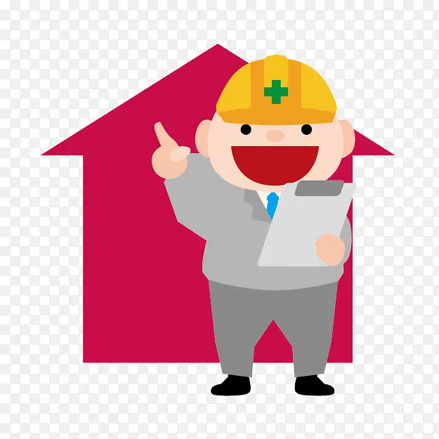 卡通建筑素材施工剪影