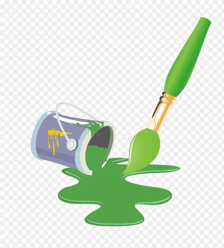 矢量绿色油画笔