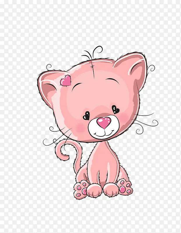 矢量粉色可爱小猫