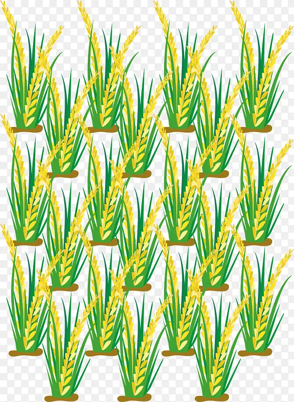 卡通金色稻田植物