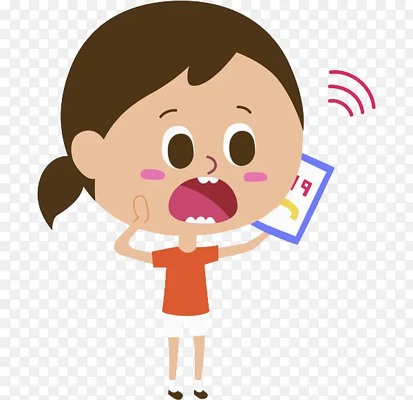 卡通打电话的女孩PNG图片素材下载_图片编号qxbnglgq-免抠素材网