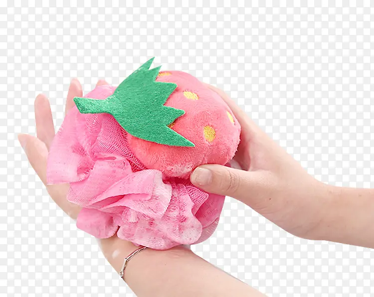 手拿草莓沐浴球素材