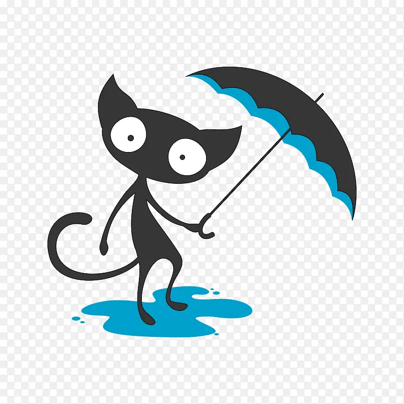 打雨伞的猫咪