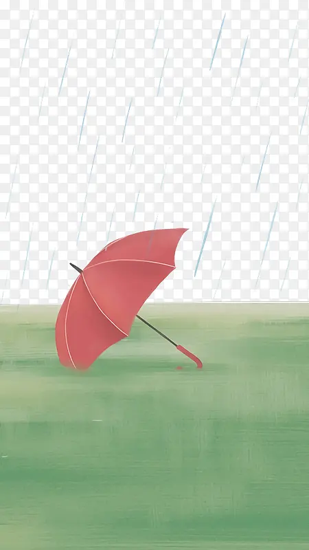 下雨天红色雨伞