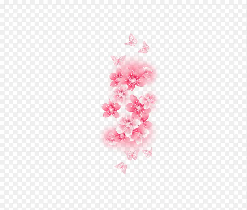 高清摄影手绘粉红色的桃花