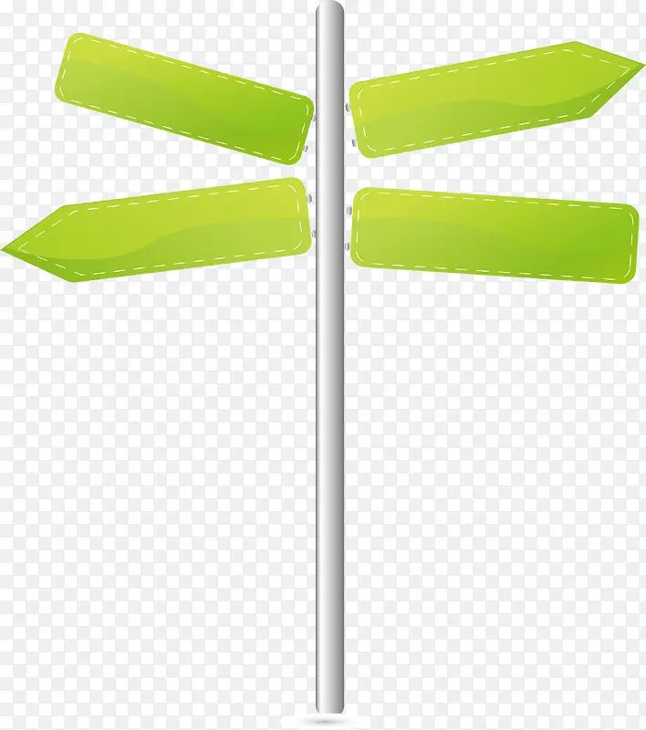 高清手绘绿色分叉路口指向标矢量