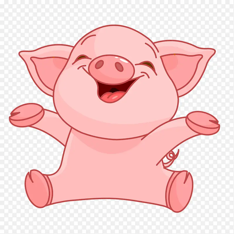 卡通快乐的粉红猪