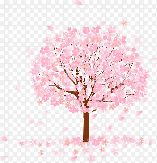 高清创意手绘粉红色的桃花开花的季节
