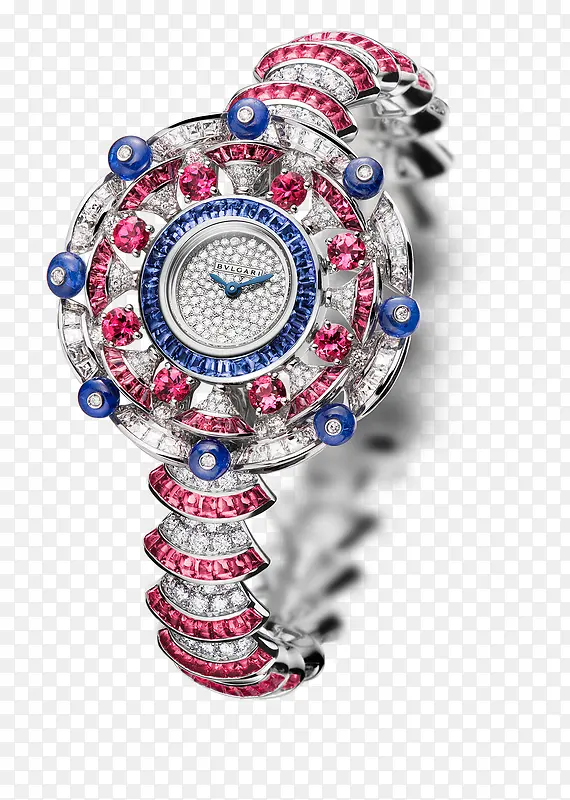 宝格丽腕表蓝色粉色钻石手表女表
