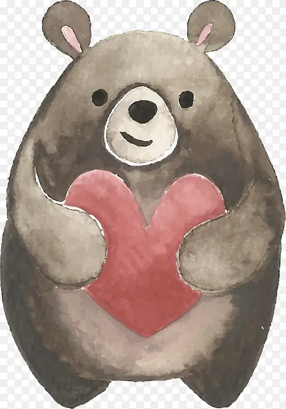 抱着爱心的棕色小熊