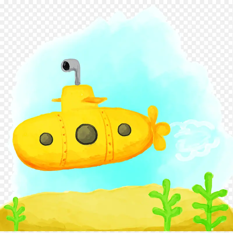 卡通黄色潜水艇矢量图
