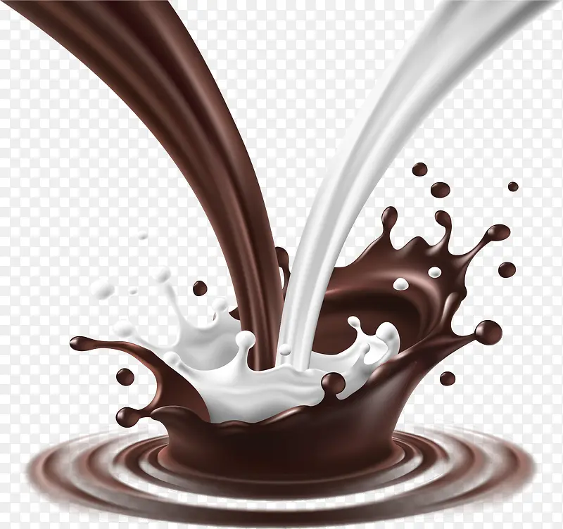 咖啡色简约巧克力牛奶效果元素