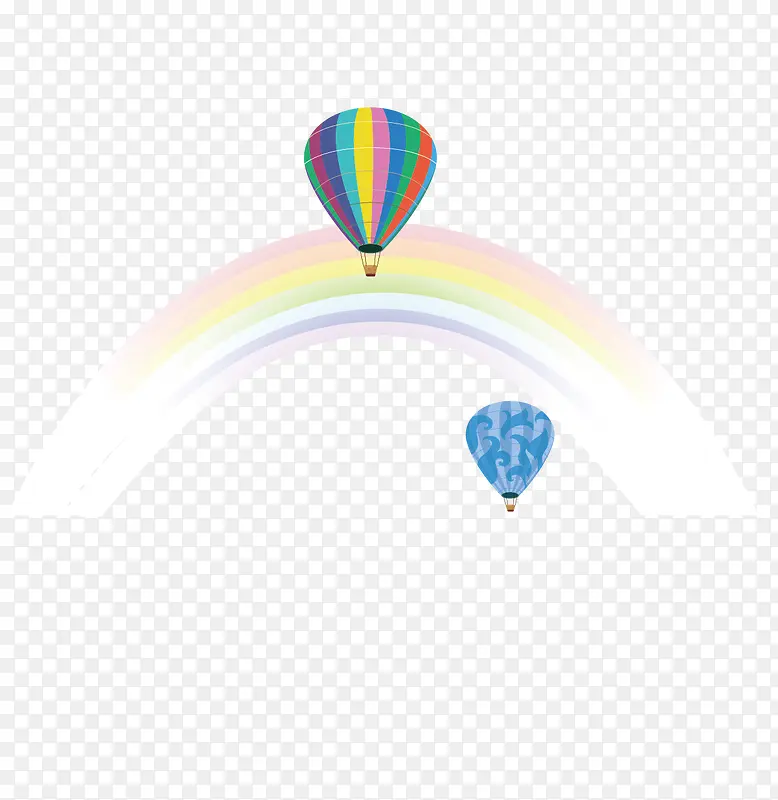 七色的彩虹和热气球