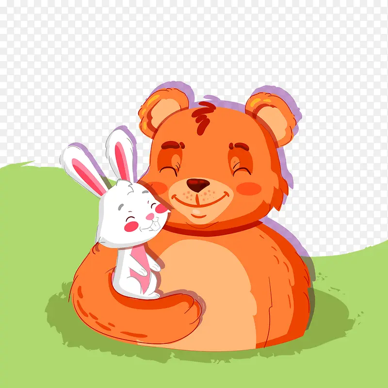 卡通笑脸兔子和熊朋友矢量