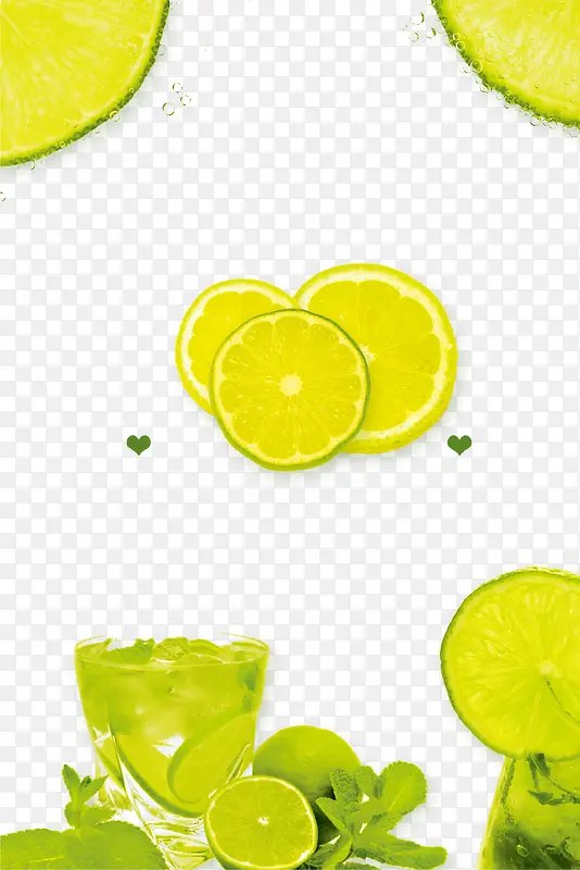 清新夏季柠檬水果背景