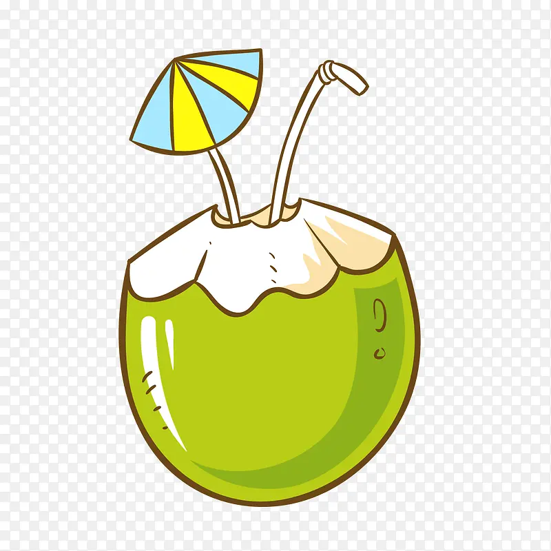 绿色卡通椰子汁矢量图