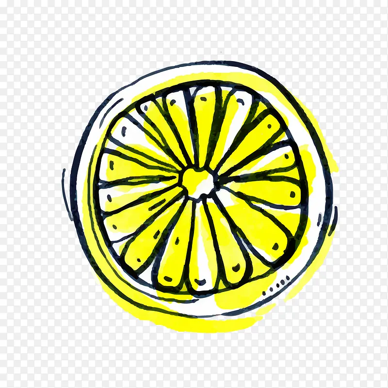 黄色卡通柠檬片矢量图