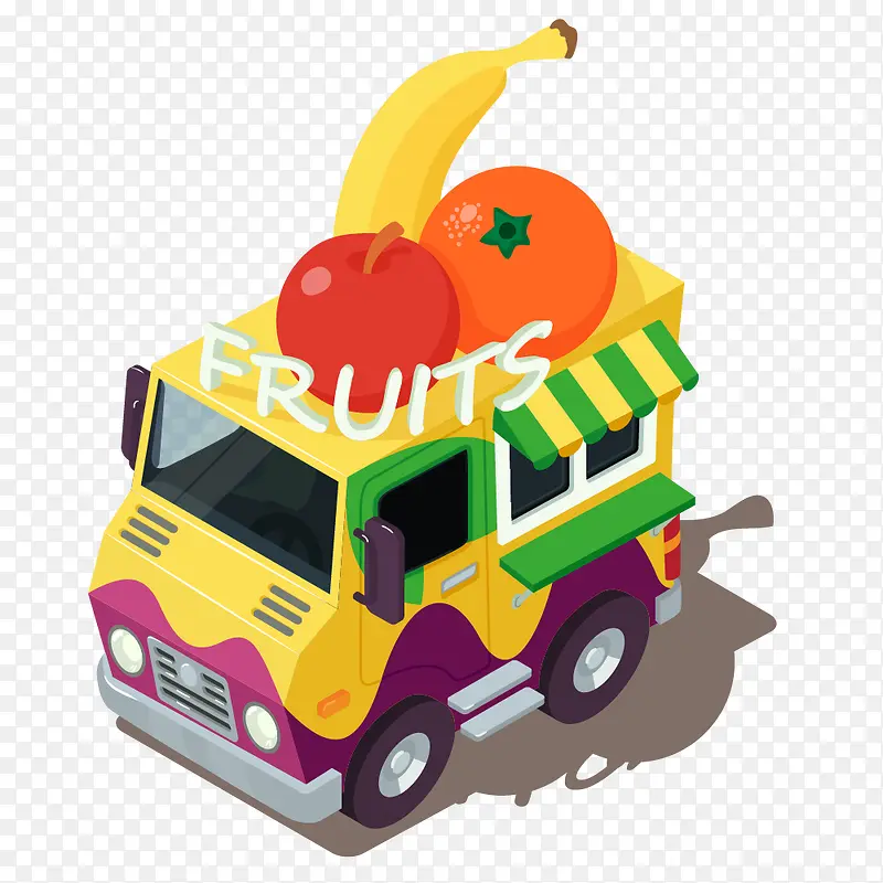 彩色汽车上的水果