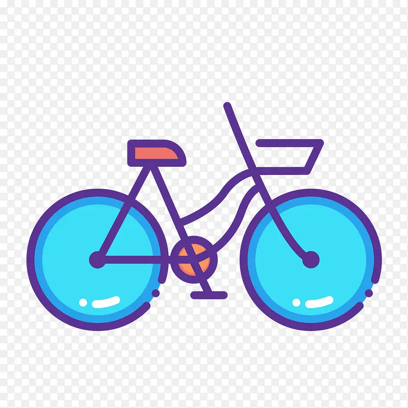 彩色手绘圆弧自行车元素