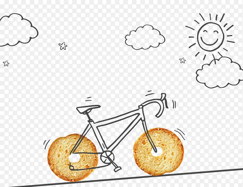 创意手绘面包自行车图案