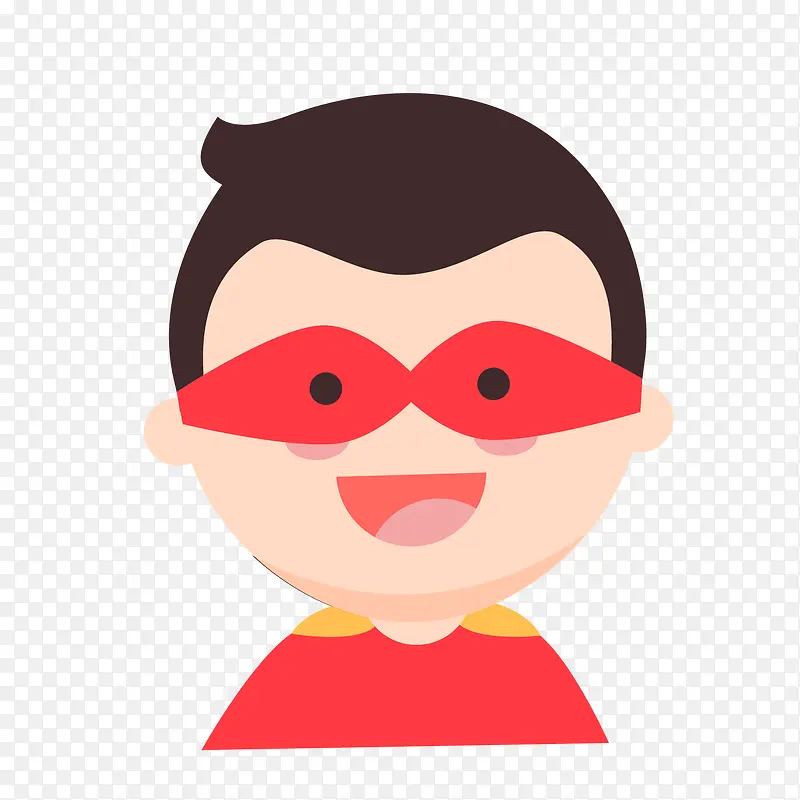 一个扁平化的带红色眼罩的男孩