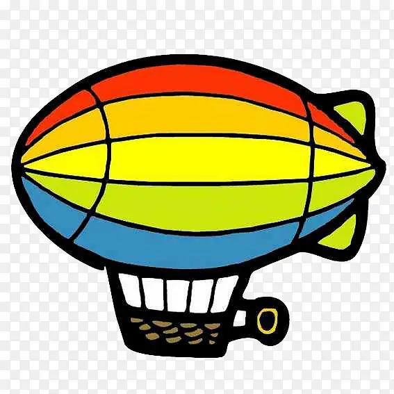 手绘卡通彩色气球飞船