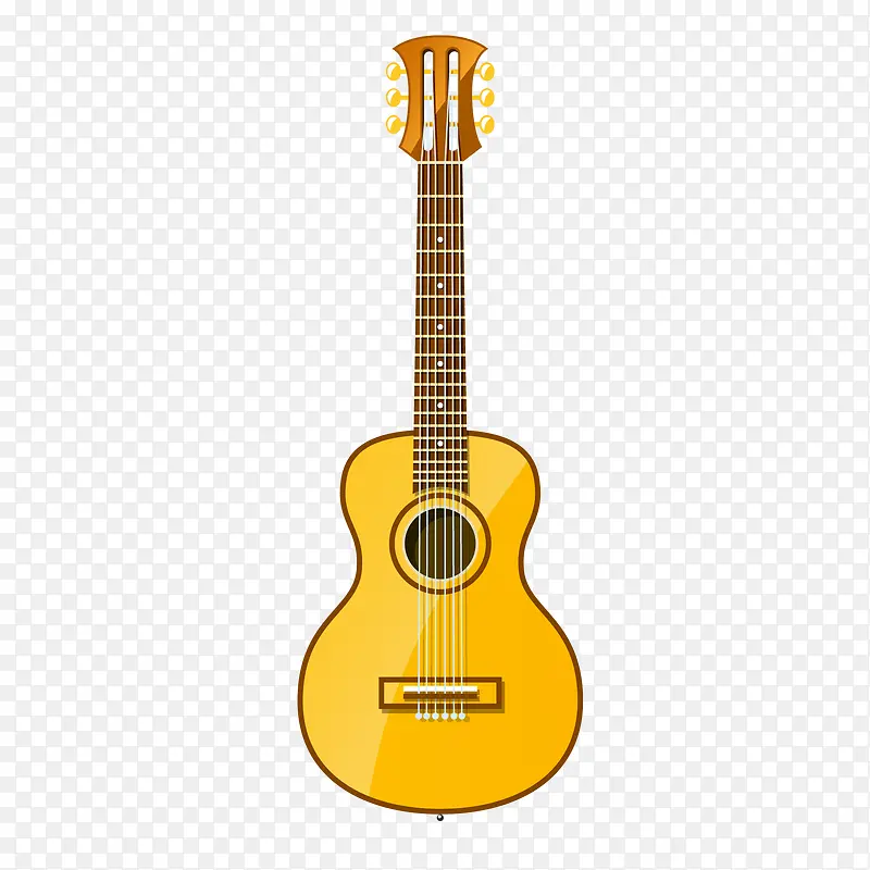 黄色手绘吉他设计矢量图