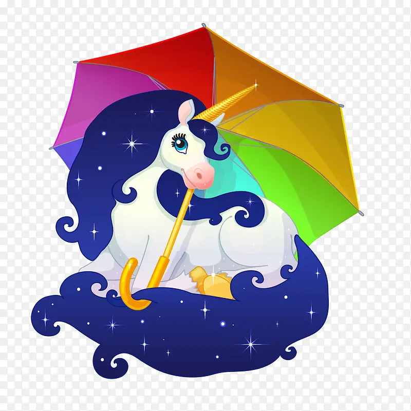 打着彩虹伞的小马