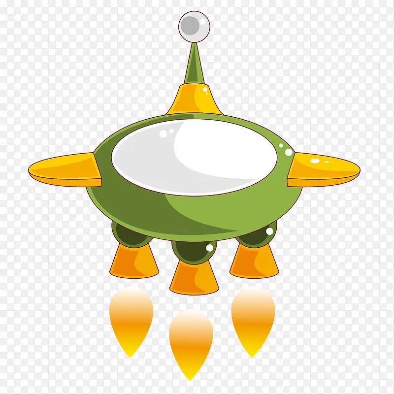 扁平绿色创意飞行火箭