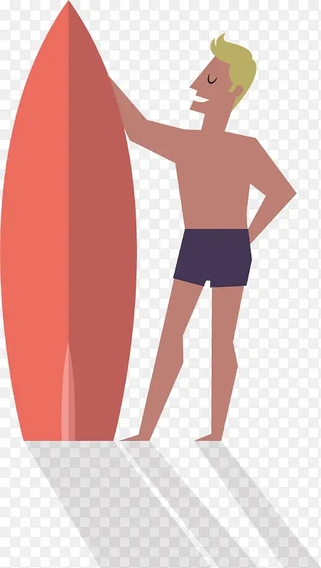 夏天海滩拿冲浪板的人物矢量素材