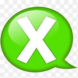 演讲气球绿色x图标