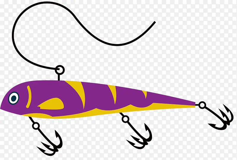 紫黄色矢量高级三钩鱼饵