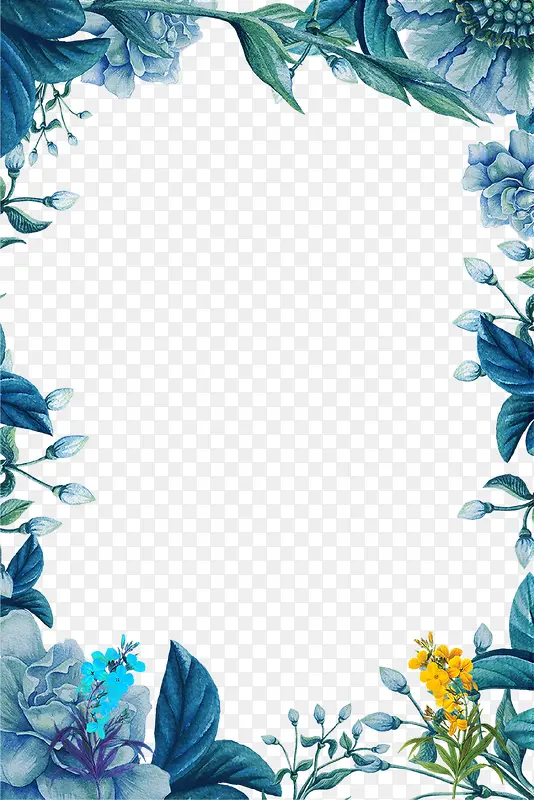 蓝色清新花朵装饰边框