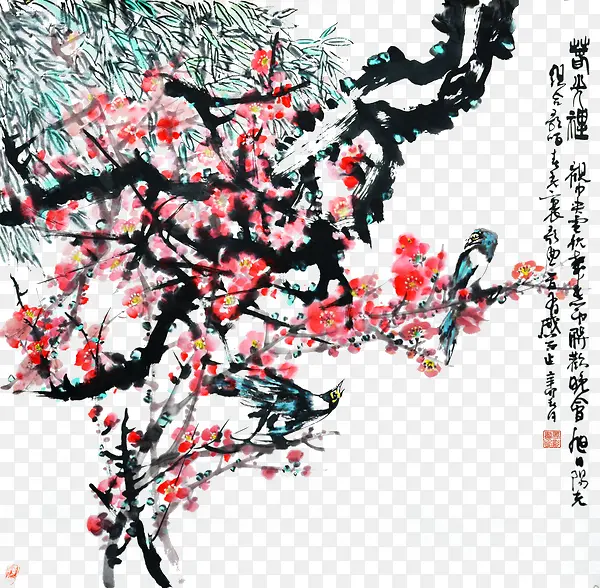 水墨桃花