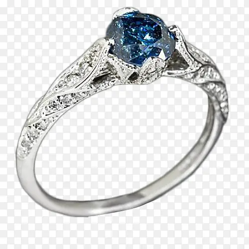 产品实物蓝宝石钻石镶嵌戒指