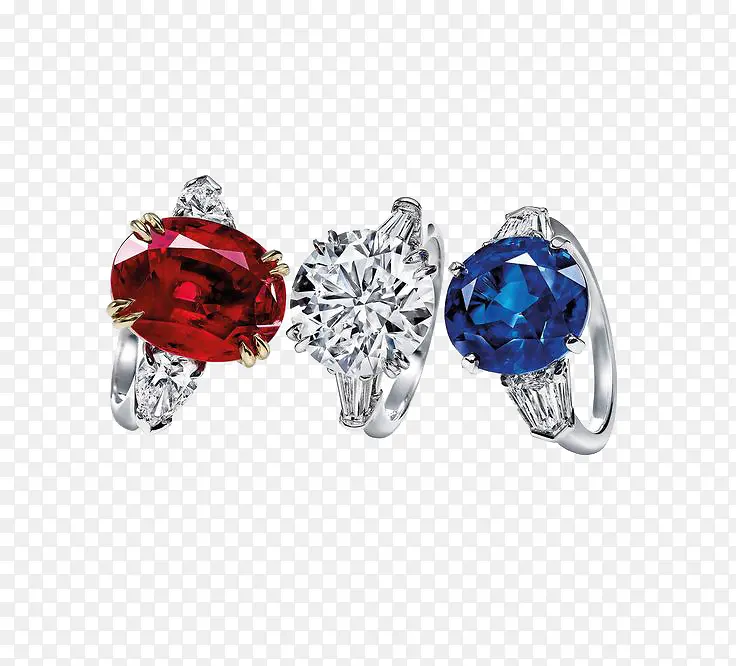 产品实物红宝石蓝宝石钻石戒指
