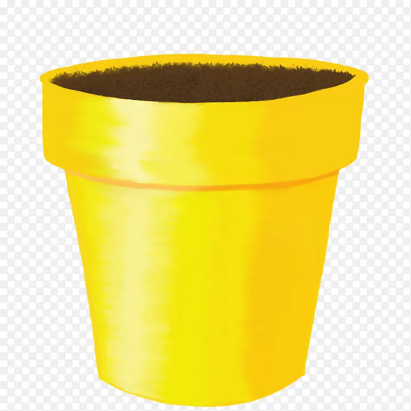 土壤和黄色花盆简图